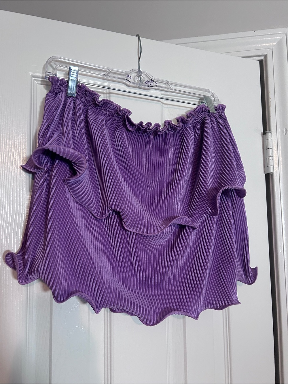 Purple Pleated Ruffle Mini Skirt